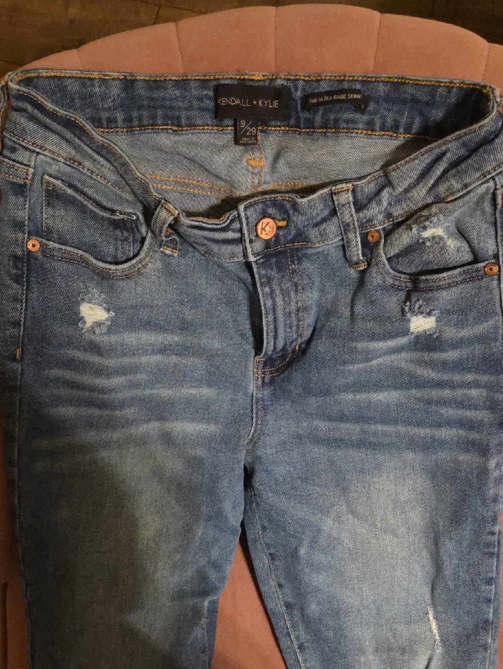 Kendall & Kylie Medium Blue Skinny Distressed Jeans